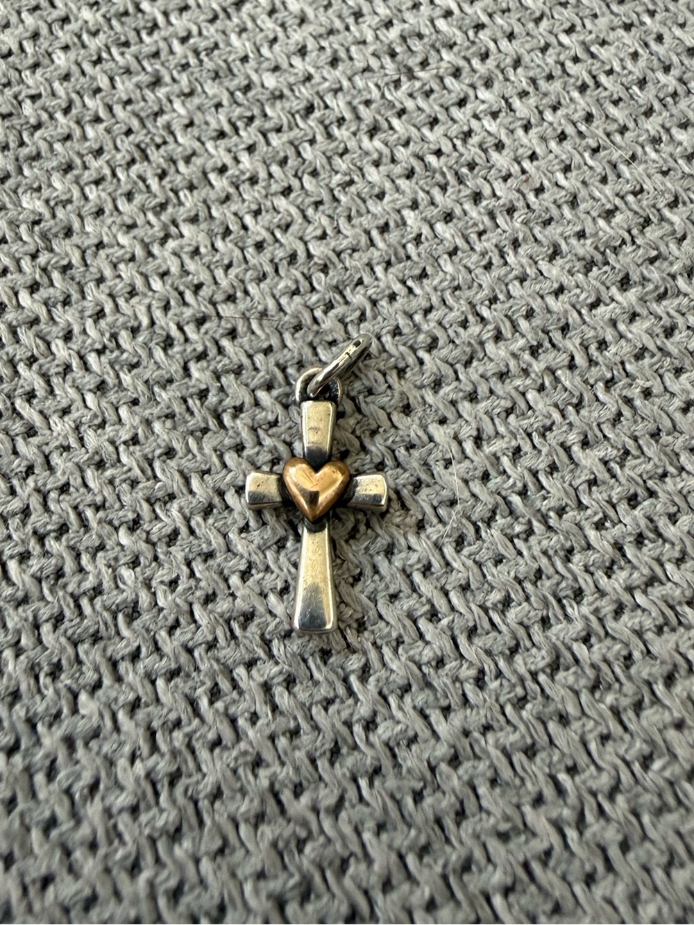 James Avery Two-Tone Cross with Gold Heart Charm